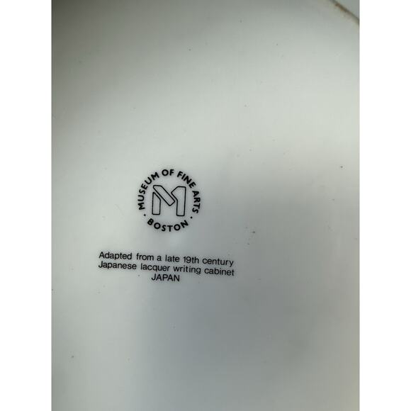 Museum Of Fine Arts Japanese Trinket Box Handpainted Black Gold Asian Porcelain - Picture 6 of 7